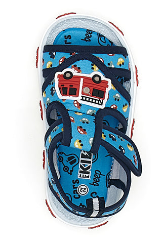 Blaue Sandalen mit Feuerwehraufdruck Pitt Kinder PK2635D