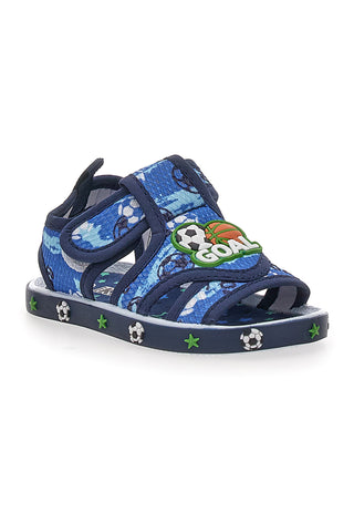 Sandali blu con stampa calcio Pitt kids PK2560A