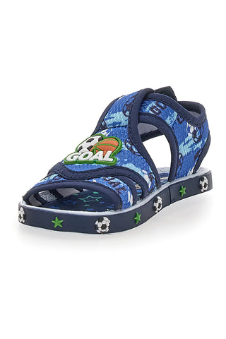 Sandali blu con stampa calcio Pitt kids PK2560A