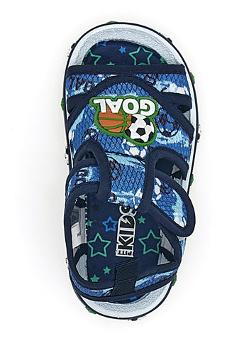 Sandali blu con stampa calcio Pitt kids PK2560A