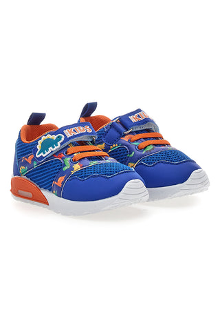 Blaue und orange Dinosaurier gemusterte Turnschuhe Pitt Kinder PK2380A