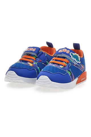 Blaue und orange Dinosaurier gemusterte Turnschuhe Pitt Kinder PK2380A