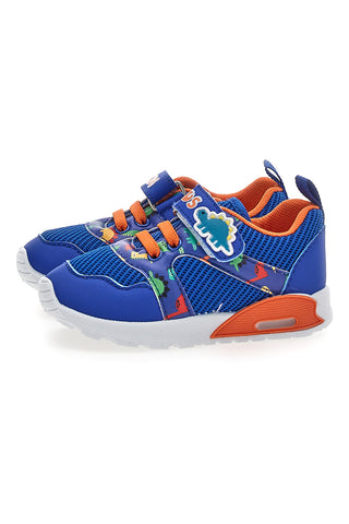 Blaue und orange Dinosaurier gemusterte Turnschuhe Pitt Kinder PK2380A