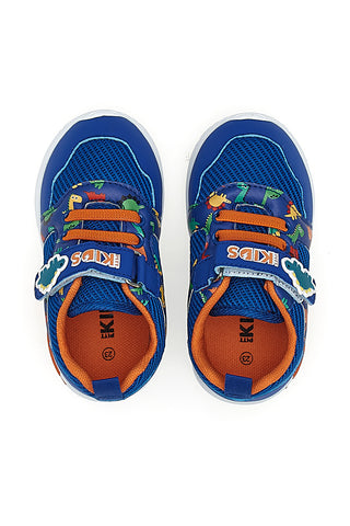 Blaue und orange Dinosaurier gemusterte Turnschuhe Pitt Kinder PK2380A