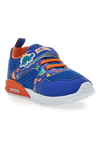 Blaue und orange Dinosaurier gemusterte Turnschuhe Pitt Kinder PK2380A