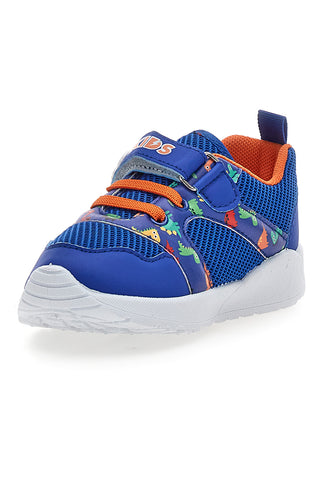 Blaue und orange Dinosaurier gemusterte Turnschuhe Pitt Kinder PK2380A