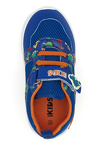 Blaue und orange Dinosaurier gemusterte Turnschuhe Pitt Kinder PK2380A