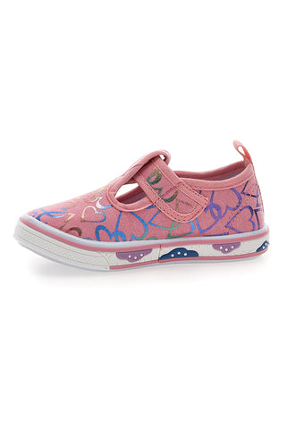 Scarpine rosa con cuori glitter Pitt kids PK2297A
