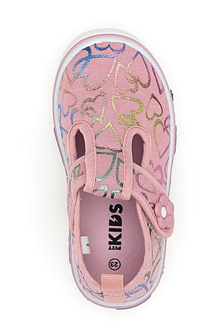 Rosa Hausschuhe mit Glitzer Herzen Pitt Kinder PK2297A