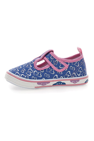 Blaue Hausschuhe mit Glitzer Herzen Pitt Kinder PK2297C