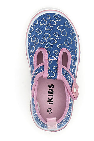 Blaue Hausschuhe mit Glitzer Herzen Pitt Kinder PK2297C