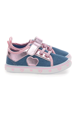 Sneakers rosa e blu con cuore Pitt kids PK2469A