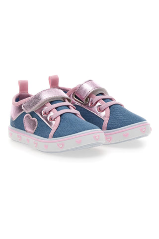 Sneakers rosa e blu con cuore Pitt kids PK2469A