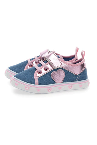 Sneakers rosa e blu con cuore Pitt kids PK2469A