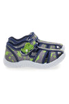 Blaue Dinosaurier gemusterte halboffene Zehensandalen Pitt Kinder PK2492G