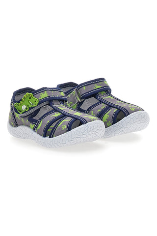 Blaue Dinosaurier gemusterte halboffene Zehensandalen Pitt Kinder PK2492G