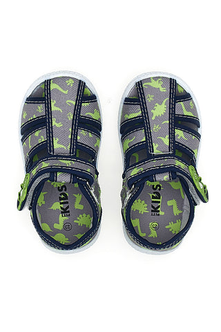 Blaue Dinosaurier gemusterte halboffene Zehensandalen Pitt Kinder PK2492G