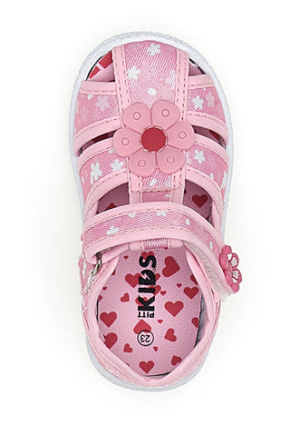 Sandali semiaperti rosa fantasia floreale primi passi Pitt kids PK2876C
