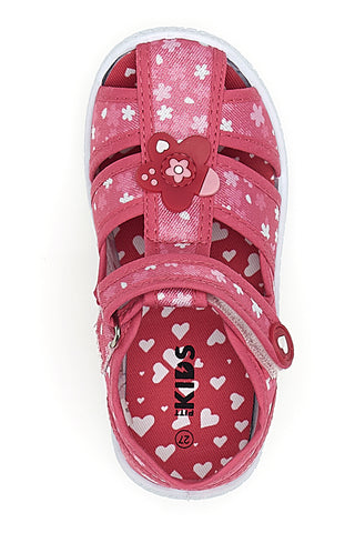 Rosa floral gemusterte halboffene Sandalen Pitt Kinder PK2877A