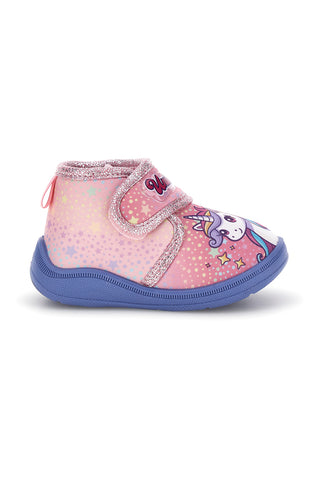 Scarpe da casa rosa e lilla con stampa Unicorn S8010249T10