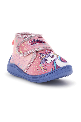 Scarpe da casa rosa e lilla con stampa Unicorn S8010249T10