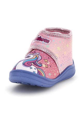 Scarpe da casa rosa e lilla con stampa Unicorn S8010249T10