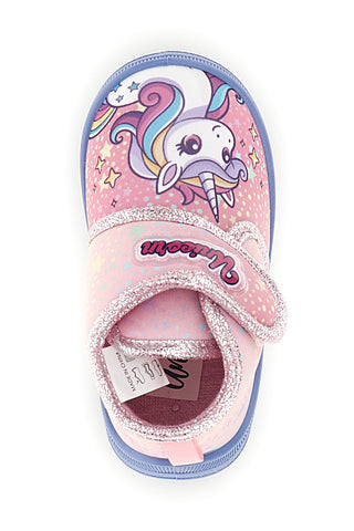 Scarpe da casa rosa e lilla con stampa Unicorn S8010249T10