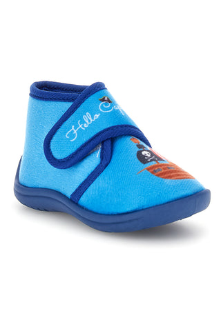 Hellblaue Hausschuhe mit Piratenmotiv von Pitt Kids, Modell PK2984A