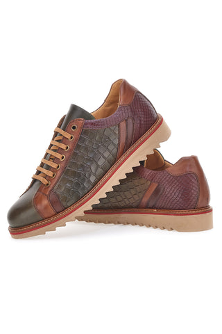 Scarpe Stringate Marroni e Verdi In Vera Pelle Made in Italy Pittarello Plus PT325