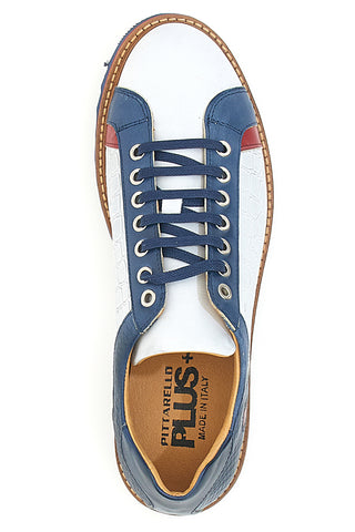 Weiße und blaue Schnürschuhe aus echtem Leder, hergestellt in Italien, Pittarello Plus PT325