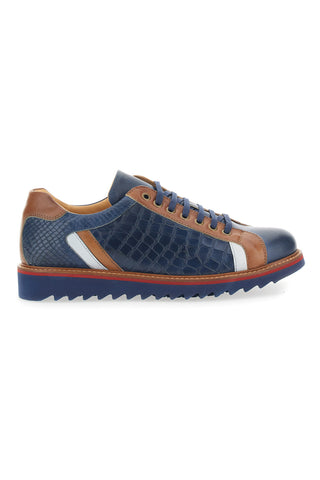 Blaue Schnürschuhe aus echtem Leder, hergestellt in Italien, Pittarello Plus PT325