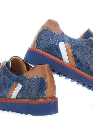 Blaue Schnürschuhe aus echtem Leder, hergestellt in Italien, Pittarello Plus PT325