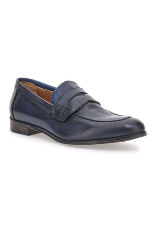 Mocassini blu vera pelle made in italy Pittarello plus 1051