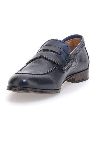 Mocassini blu vera pelle made in italy Pittarello plus 1051