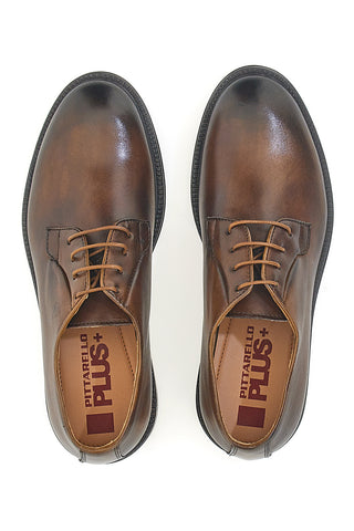 Braune Schnürschuhe aus echtem Leder, handgefertigt in Italien, Pittarello plus 1145