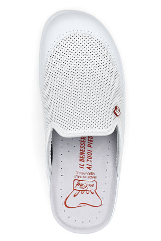 Ciabatte in Vera Pelle Bianche Mr Chef 653