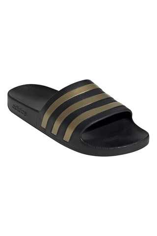 Schwarze Hausschuhe mit goldenen Details Adidas Adilette Aqua