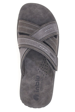 Graue Hausschuhe mit gekreuzten Bändern in Blau 99 FN