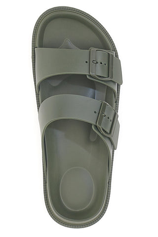 Militärgrüne Hausschuhe mit Doppelband 2T2L 72593