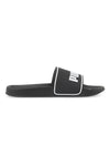Schwarze Hausschuhe mit weißem Puma Leadcat 2.0-Logo