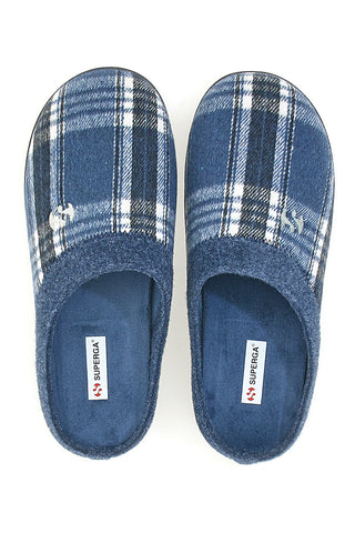 Blaue Hausschuhe mit schottischem Muster SUPERGA 95394