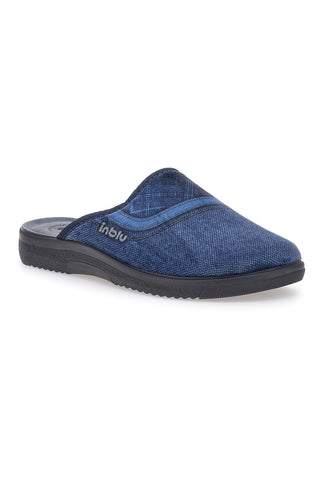 Blaue Hausschuhe mit Rautenmuster INBLU 11 DG