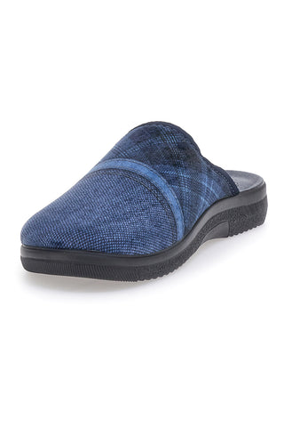 Blaue Hausschuhe mit Rautenmuster INBLU 11 DG
