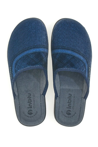 Blaue Hausschuhe mit Rautenmuster INBLU 11 DG