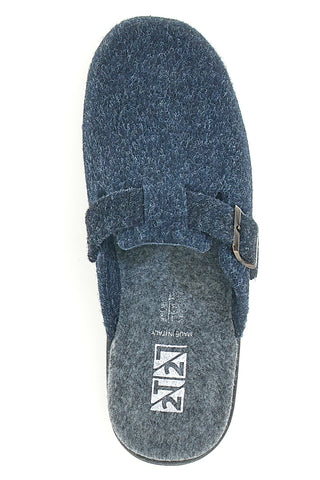 Blaue Hausschuhe aus gekochter Wolle PITTARELLO 2T2L 8000