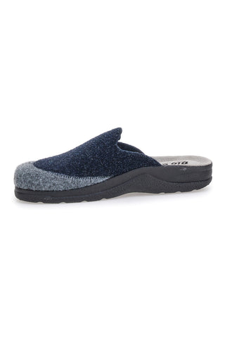 Blaugraue Hausschuhe aus echtem Leder BIO UP 653