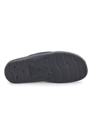 Blaugraue Hausschuhe aus echtem Leder BIO UP 653