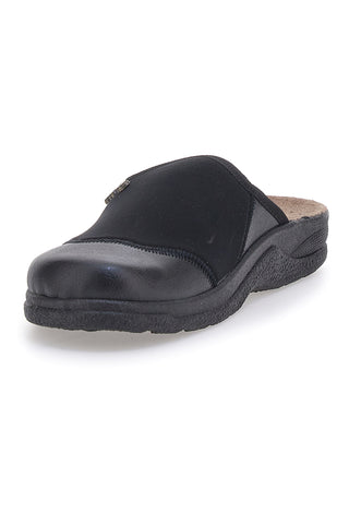 Schwarze Hausschuhe mit Echtledersohle BIO UP 641