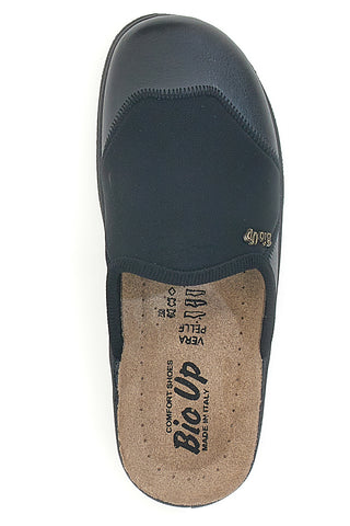 Schwarze Hausschuhe mit Echtledersohle BIO UP 641