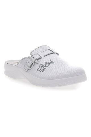 Weiße Arbeitspantoffeln aus Leder MR Chef 8015